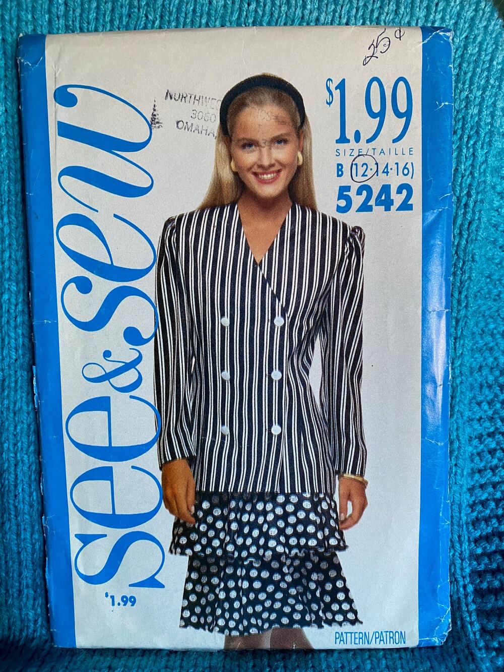 Butterick Sewing pattern 5242 Suit blazer ruffle skirt